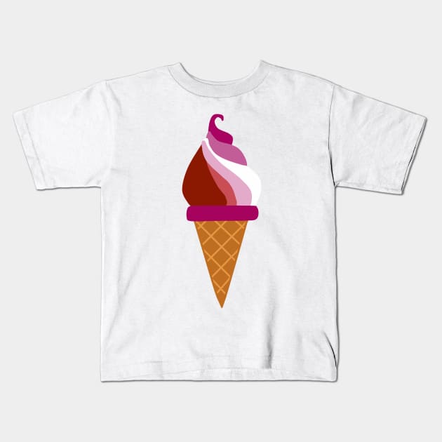 Lesbian LGBT Pride Ice Cream Cone Kids T-Shirt by RyanDoodles